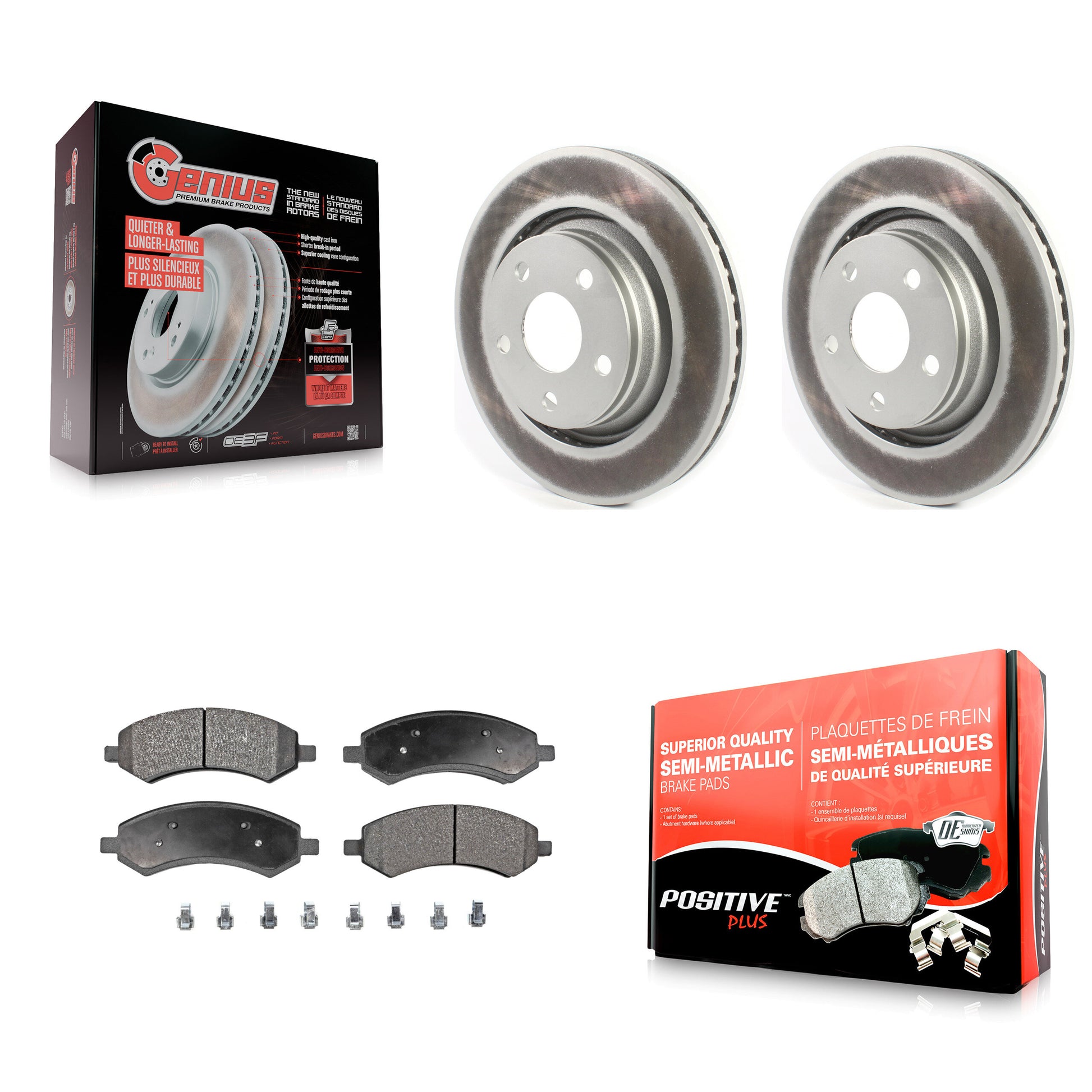 Coated Disc Rotors and Semi-Metallic Brake Pads Kit-KGF-104139