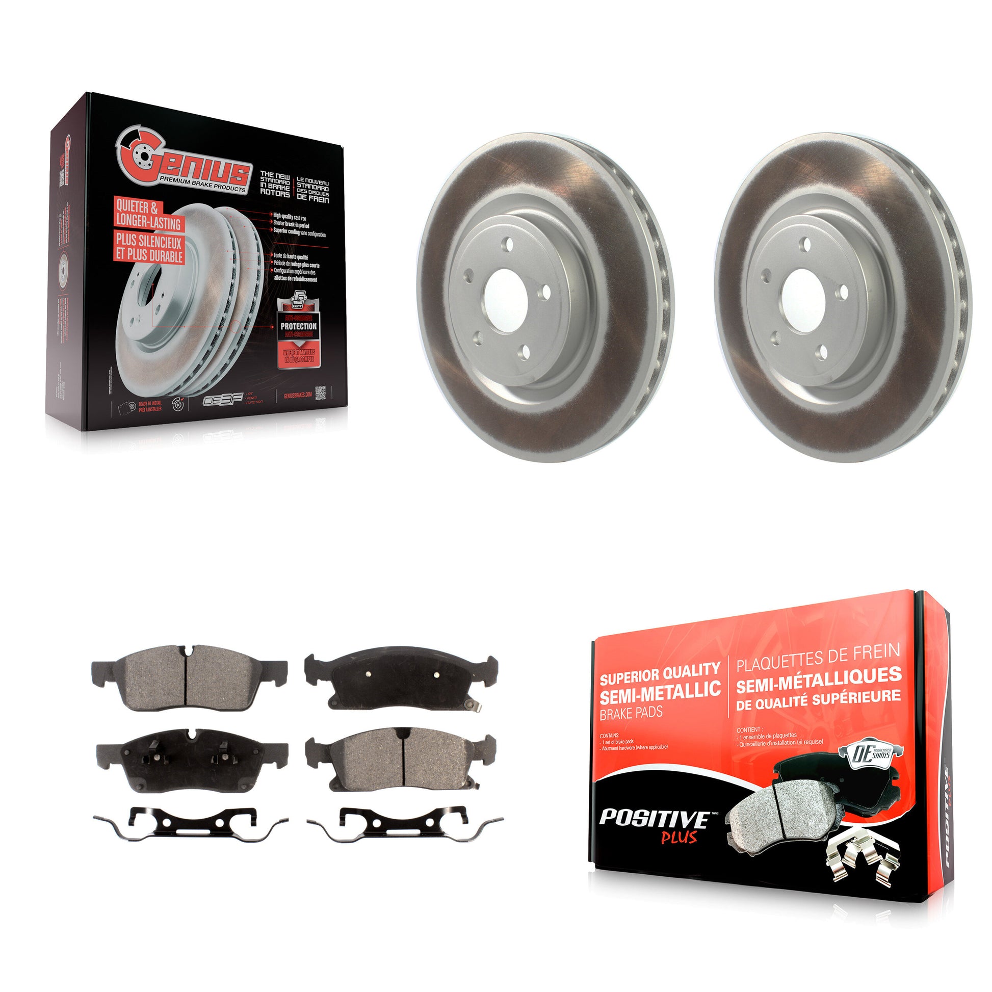 Coated Disc Rotors and Semi-Metallic Brake Pads Kit-KGF-104141
