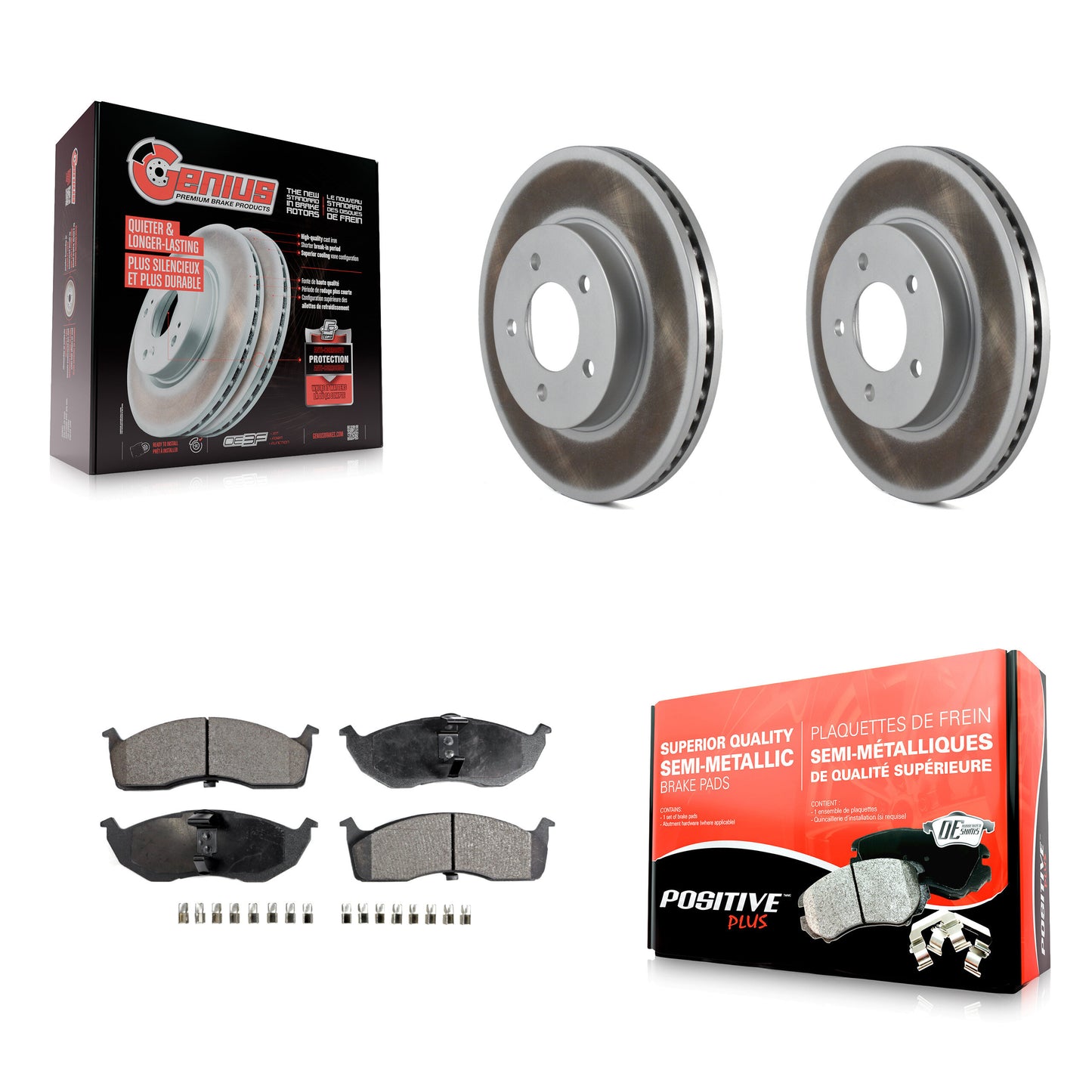 Coated Disc Rotors and Semi-Metallic Brake Pads Kit-KGF-104148 Kit.bestparts.ca