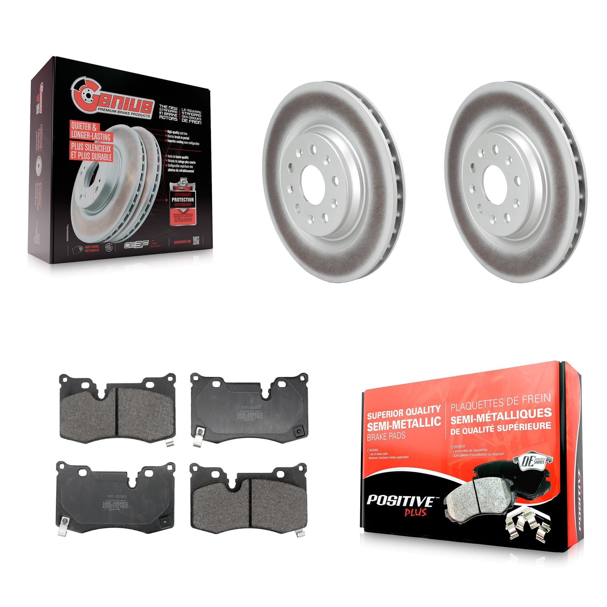 Disc Rotors and Semi-Metallic Brake Pads Kit-KGF-104149