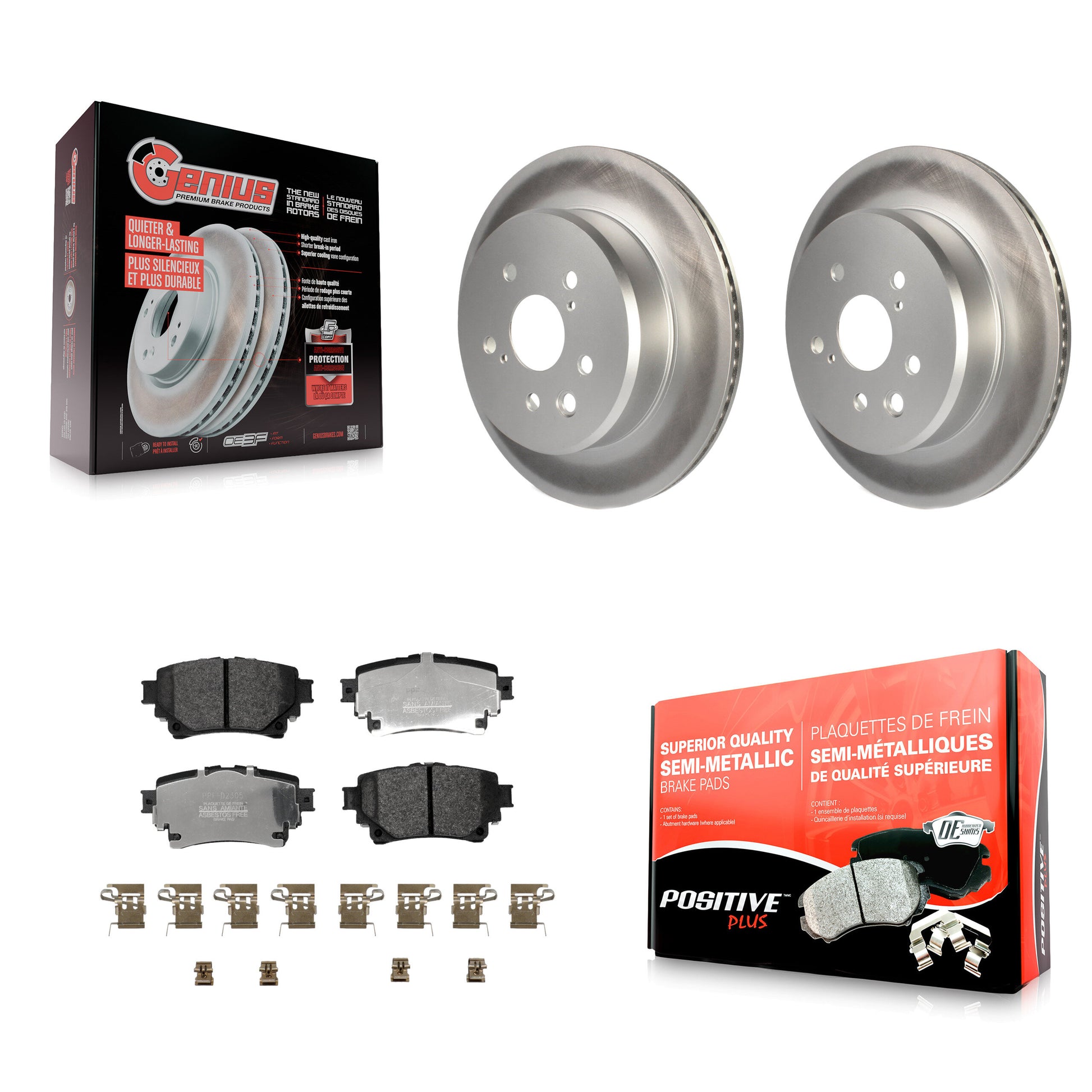 Coated Disc Rotors and Semi-Metallic Brake Pads Kit-KGF-104153