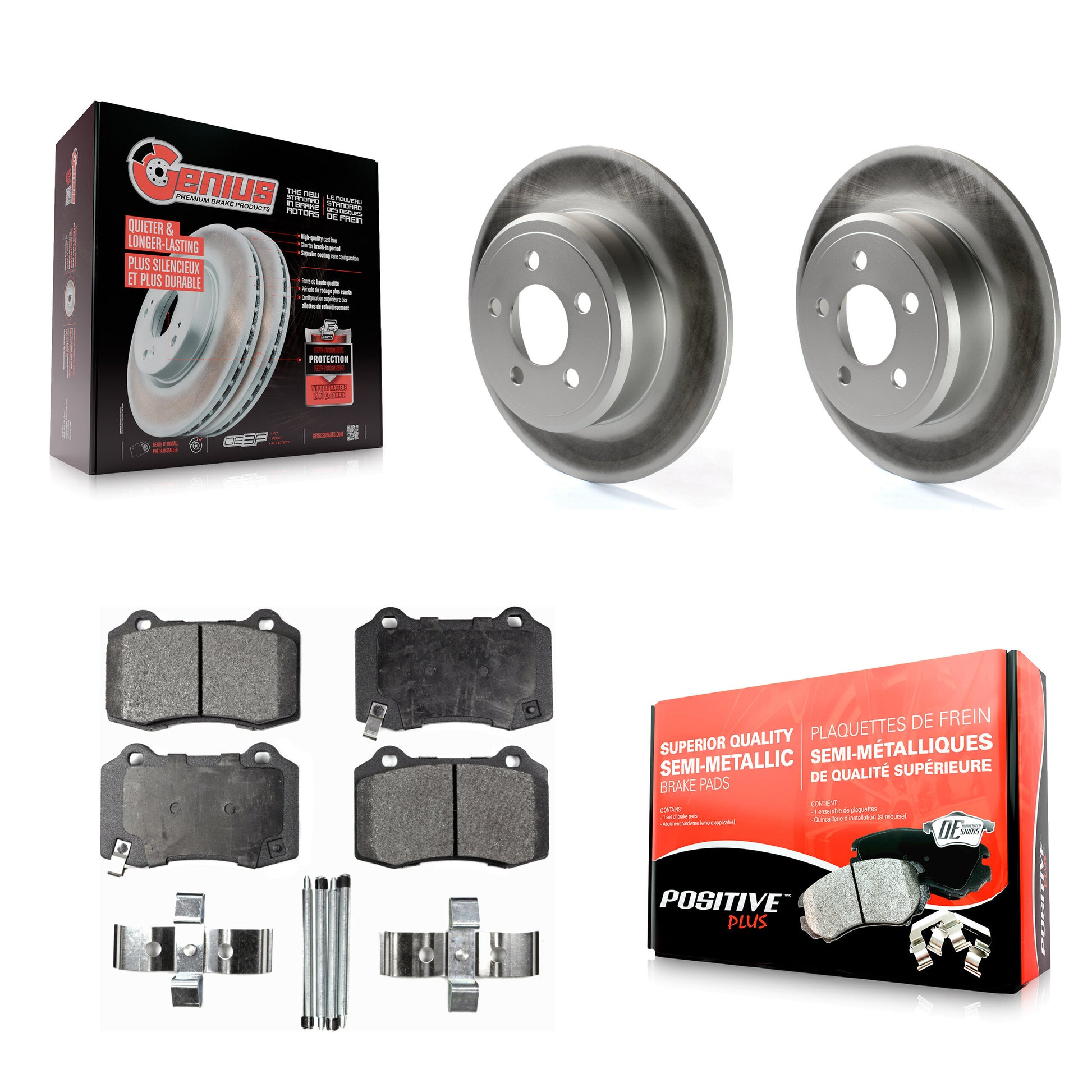 Coated Disc Rotors and Semi-Metallic Brake Pads Kit-KGF-104156