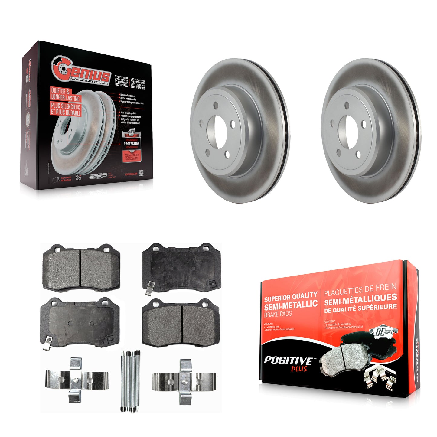 Coated Disc Rotors and Semi-Metallic Brake Pads Kit-KGF-104157 Kit.bestparts.ca
