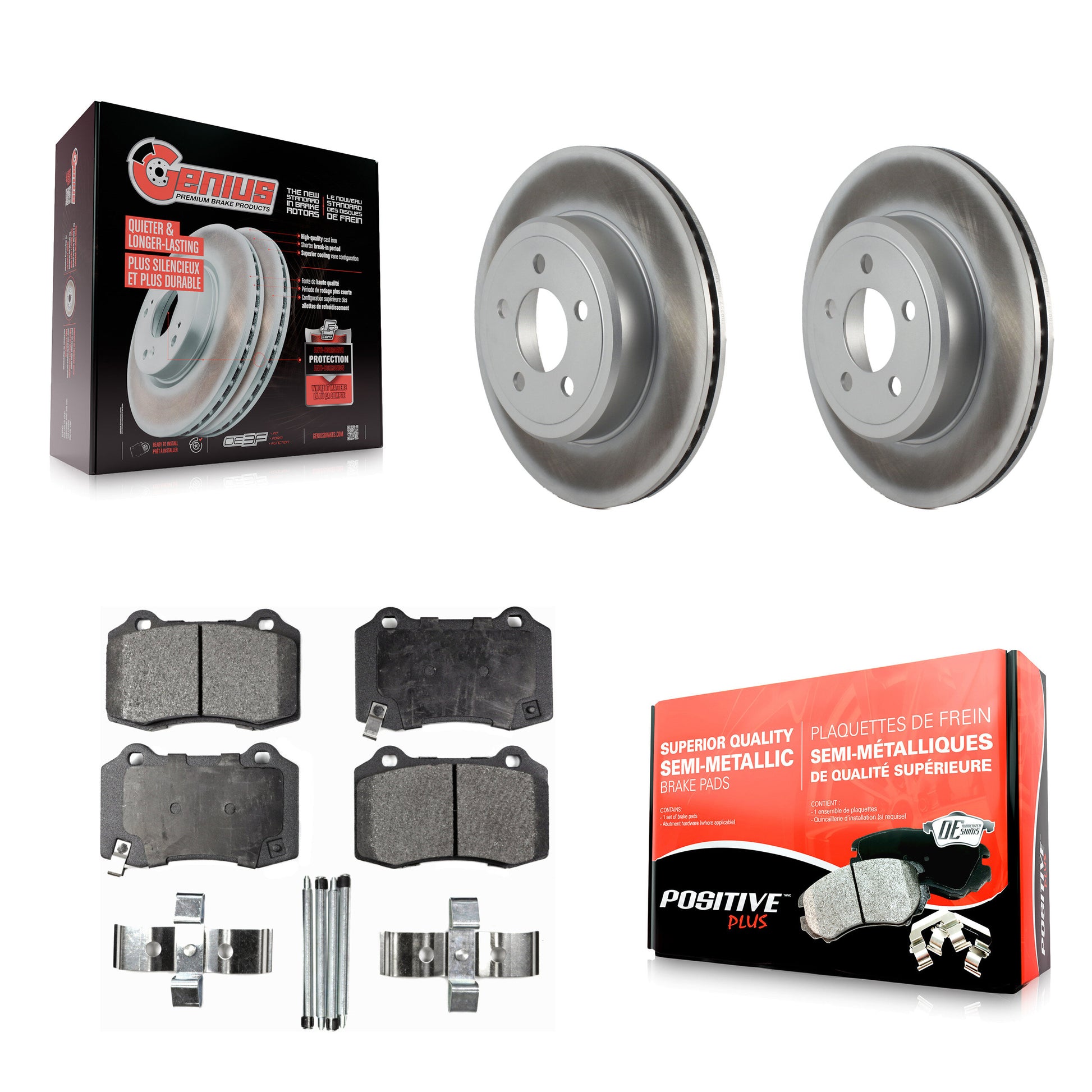 Coated Disc Rotors and Semi-Metallic Brake Pads Kit-KGF-104157