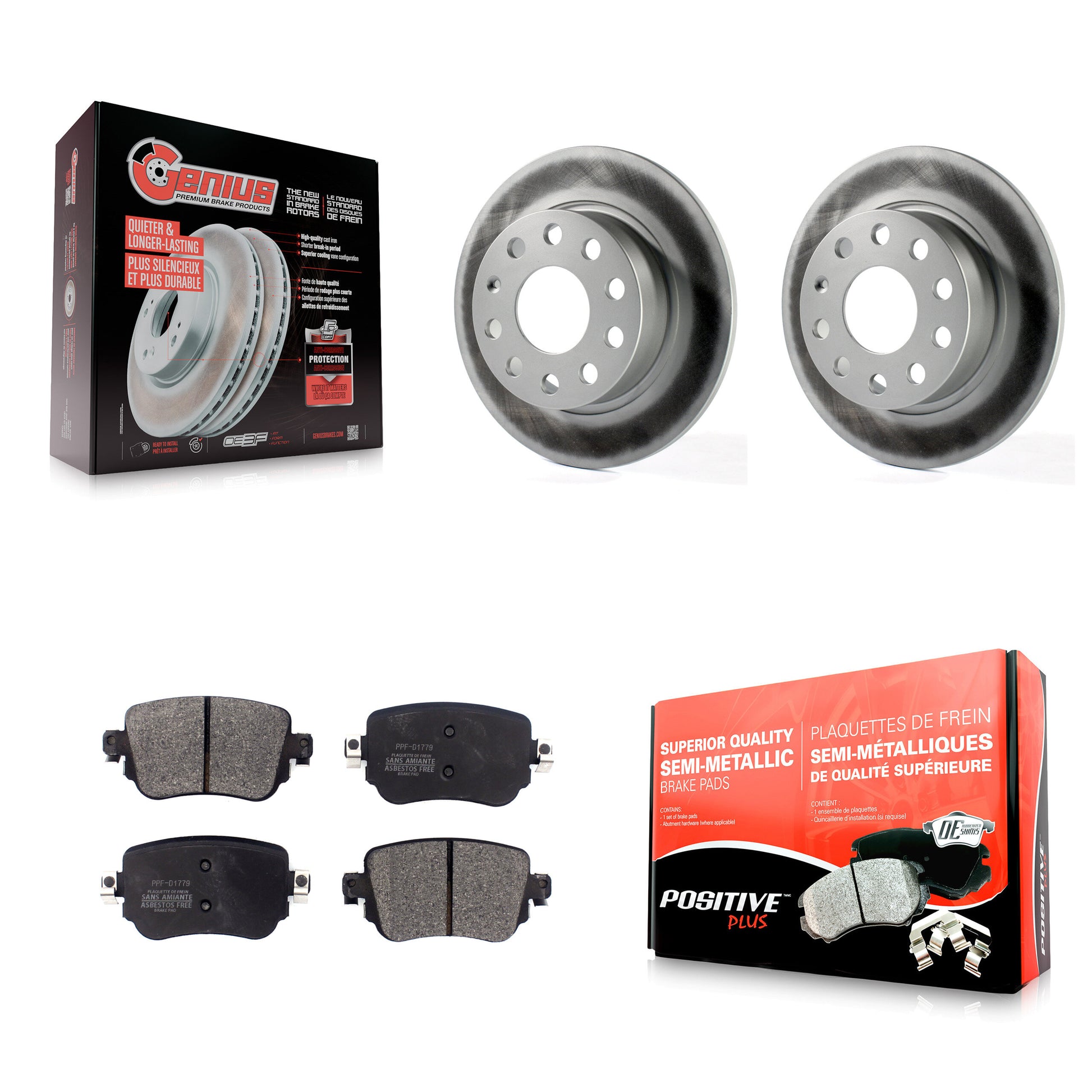 Coated Disc Rotors and Semi-Metallic Brake Pads Kit-KGF-104159