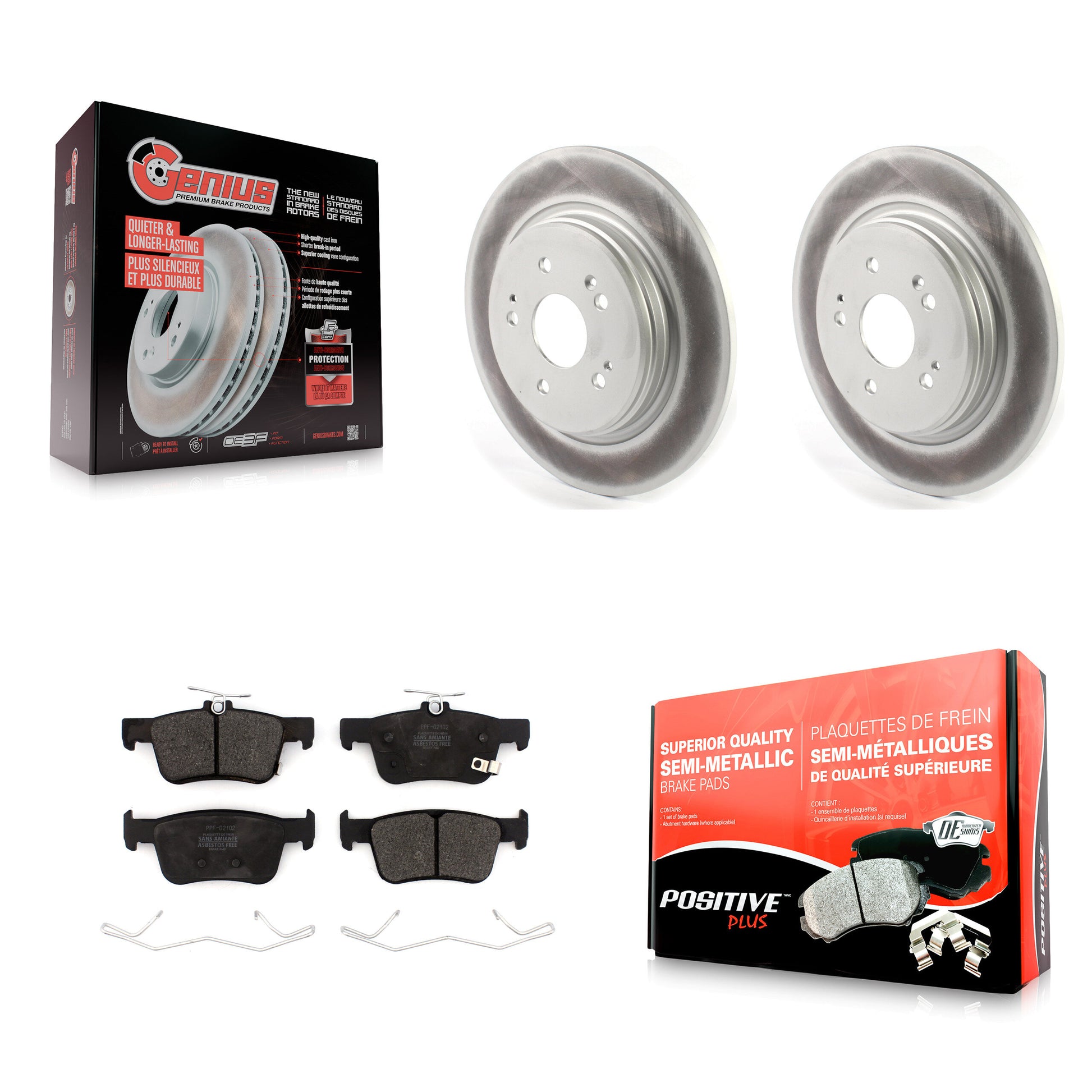 Coated Disc Rotors and Semi-Metallic Brake Pads Kit-KGF-104161