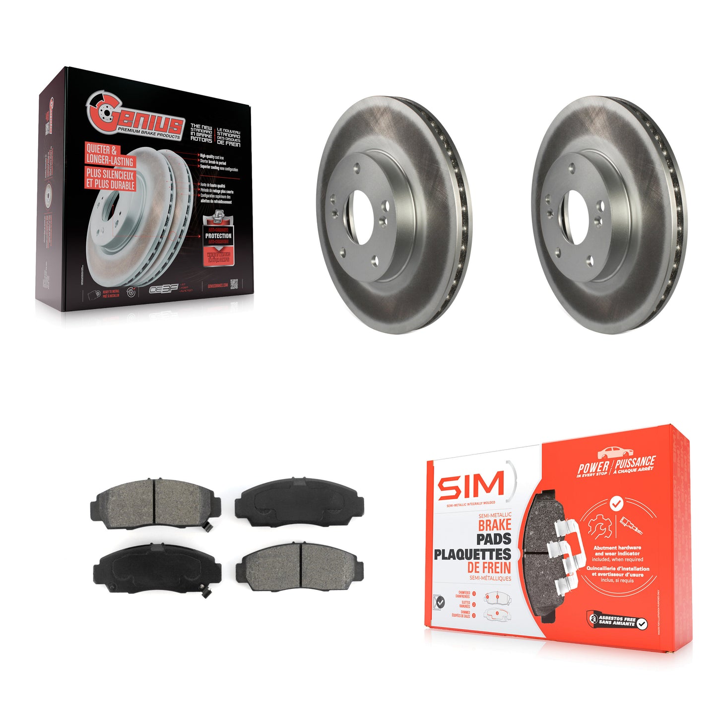 Coated Disc Rotors and Semi-Metallic Brake Pads Kit-KGS-100207 Kit.bestparts.ca