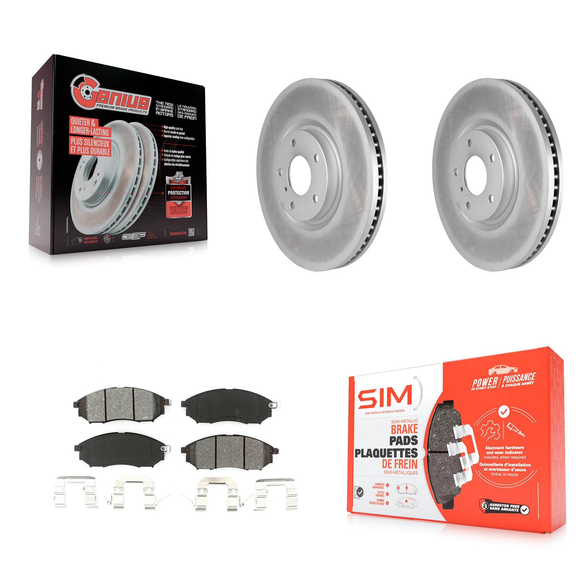 Coated Disc Rotors and Semi-Metallic Brake Pads Kit-KGS-103665