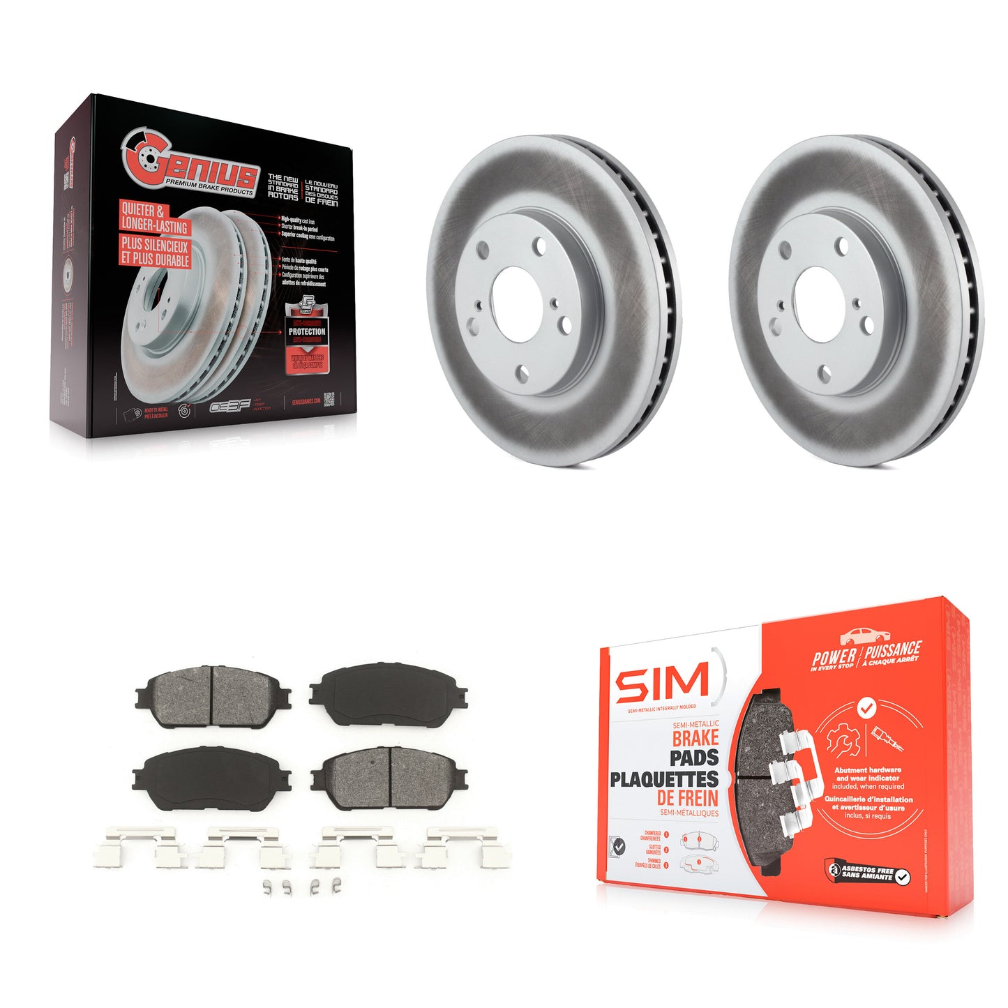 Coated Disc Rotors and Semi-Metallic Brake Pads Kit-KGS-103666 Kit.bestparts.ca