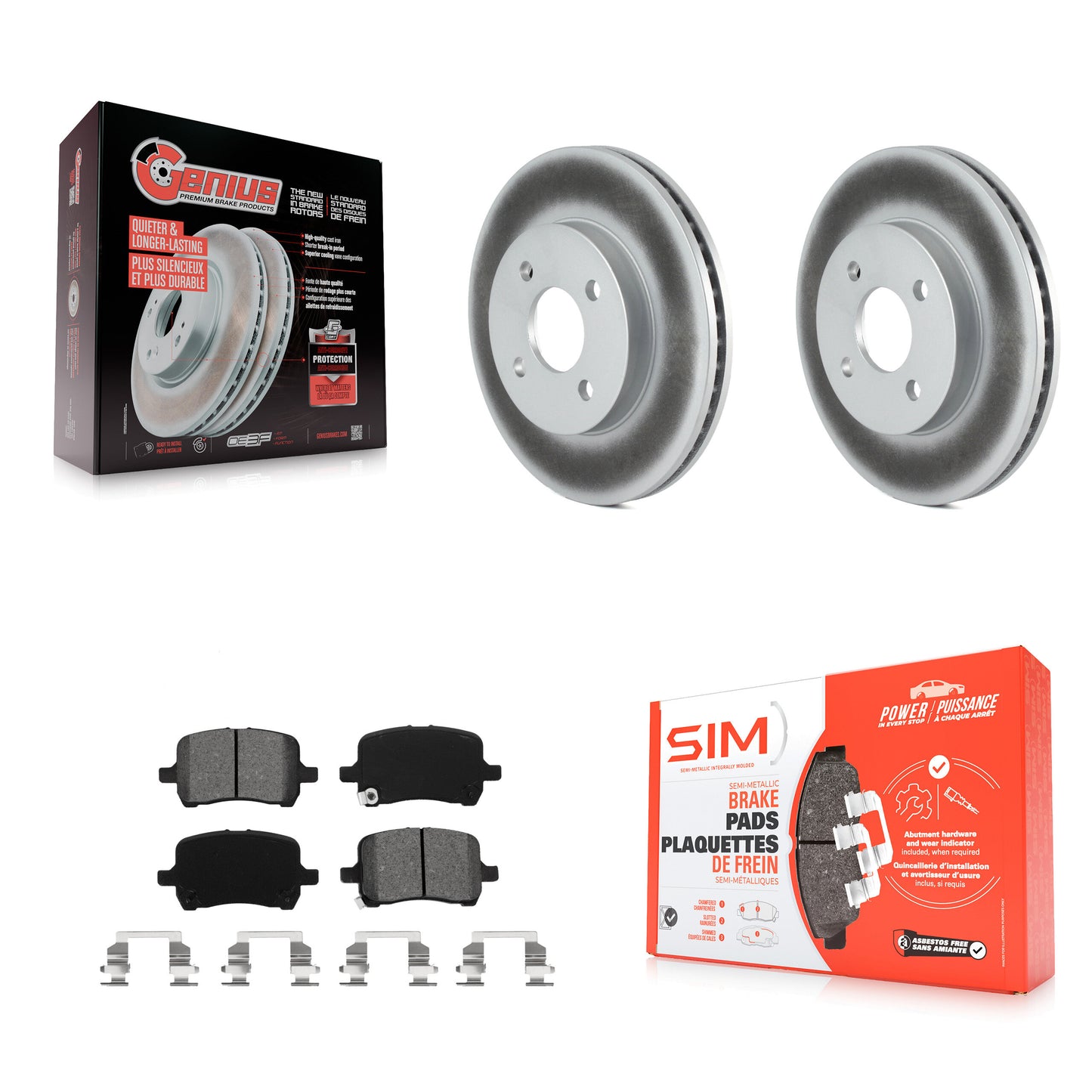 Coated Disc Rotors and Semi-Metallic Brake Pads Kit-KGS-103668 Kit.bestparts.ca