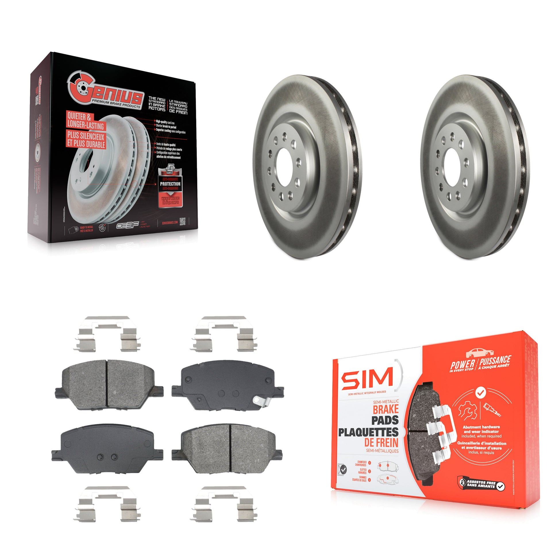 Coated Disc Rotors and Semi-Metallic Brake Pads Kit-KGS-103669