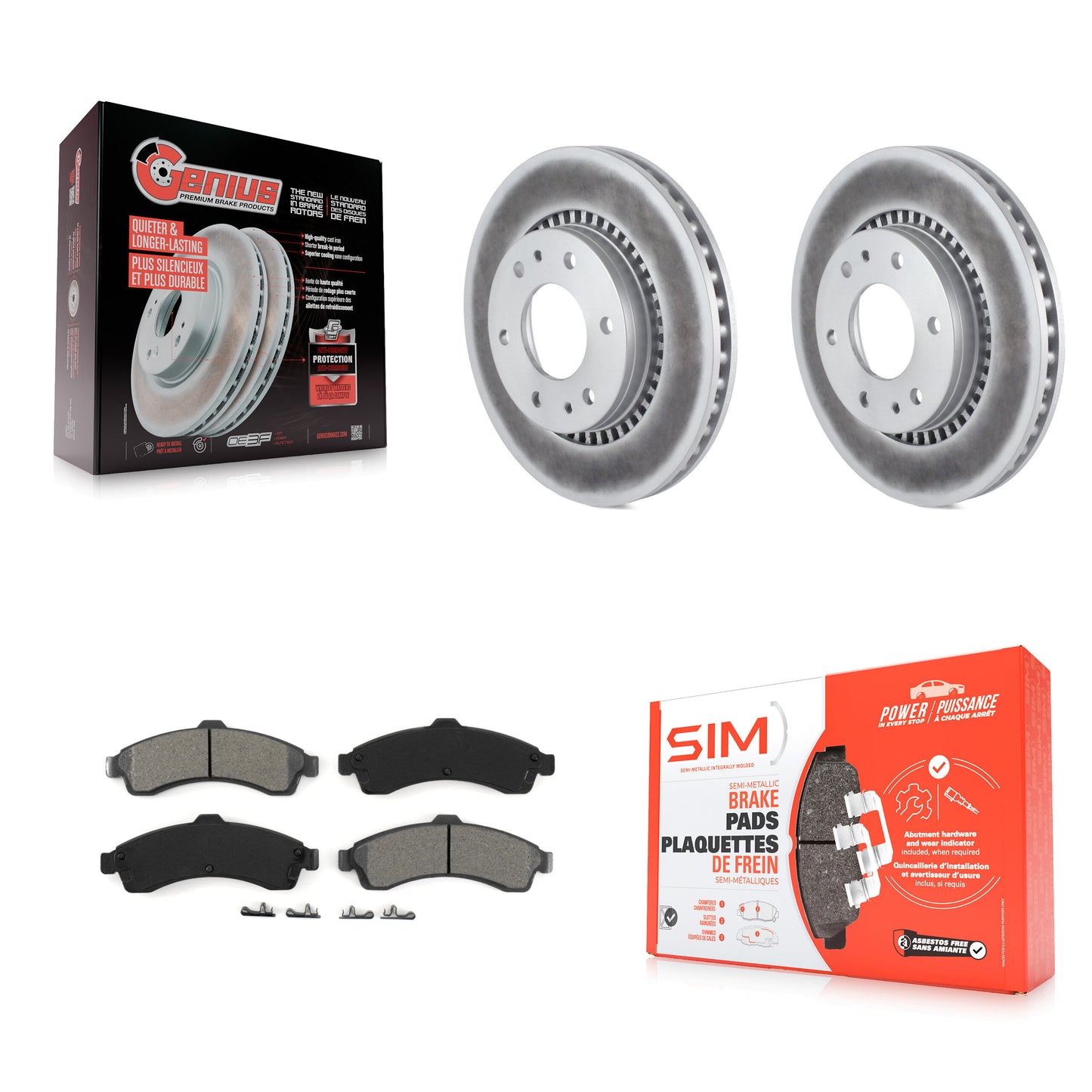 Coated Disc Rotors and Semi-Metallic Brake Pads Kit-KGS-103670 Kit.bestparts.ca