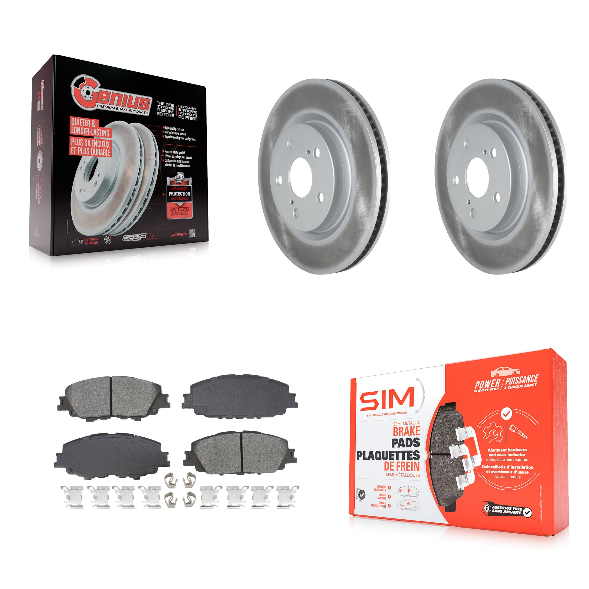 Coated Disc Rotors and Semi-Metallic Brake Pads Kit-KGS-103671