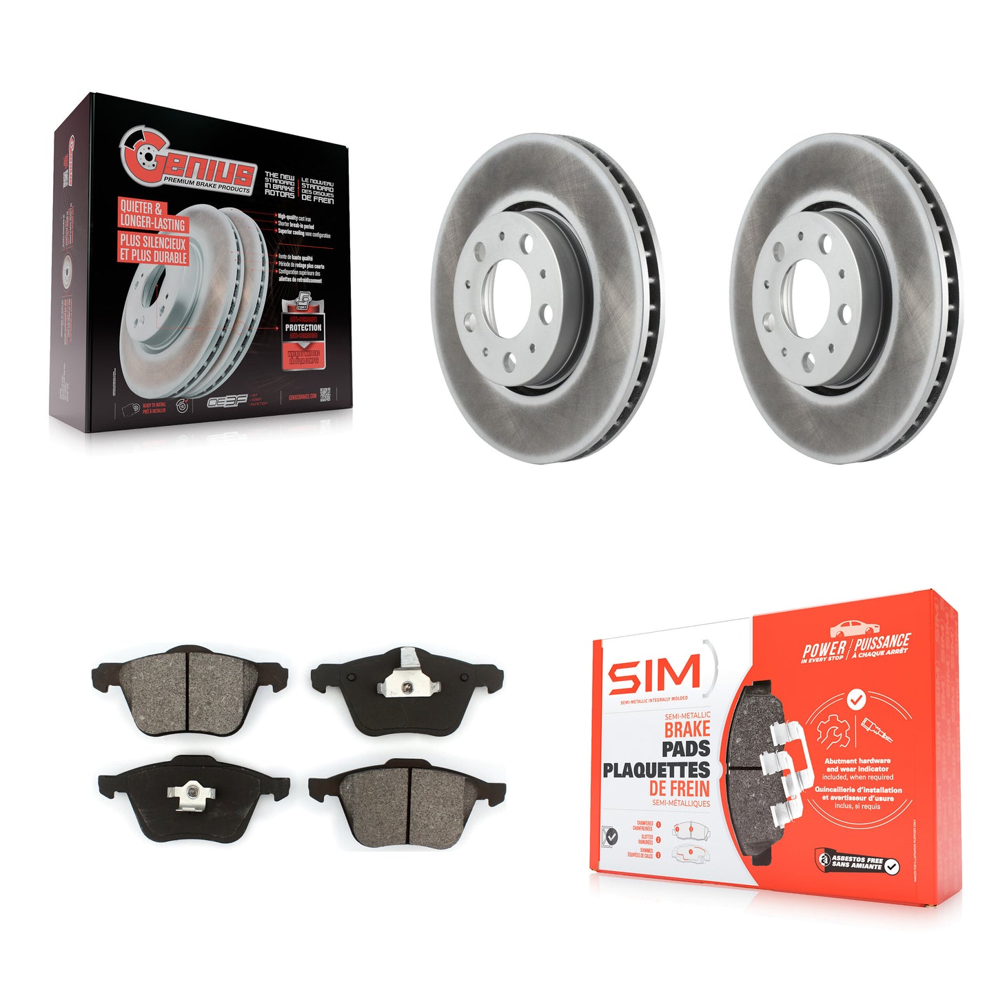 Coated Disc Rotors and Semi-Metallic Brake Pads Kit-KGS-103672 Kit.bestparts.ca