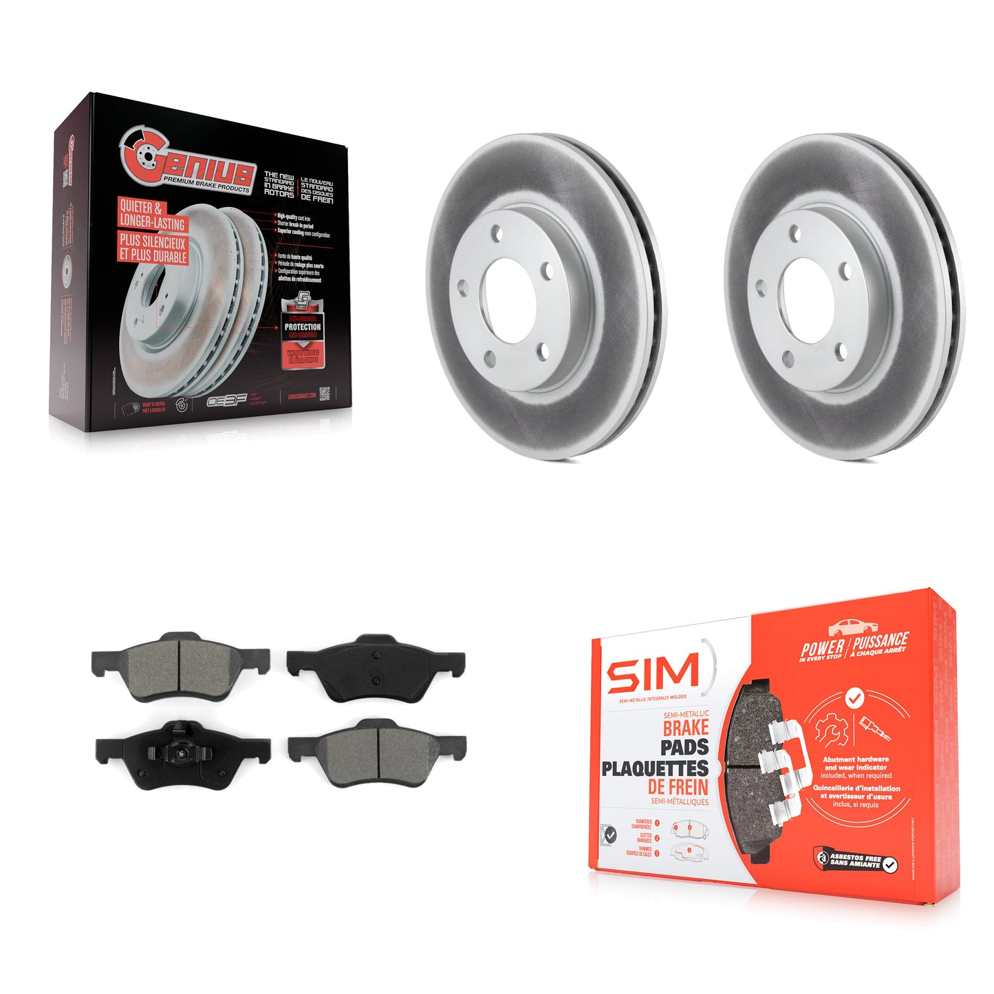 Coated Disc Rotors and Semi-Metallic Brake Pads Kit-KGS-103674 Kit.bestparts.ca