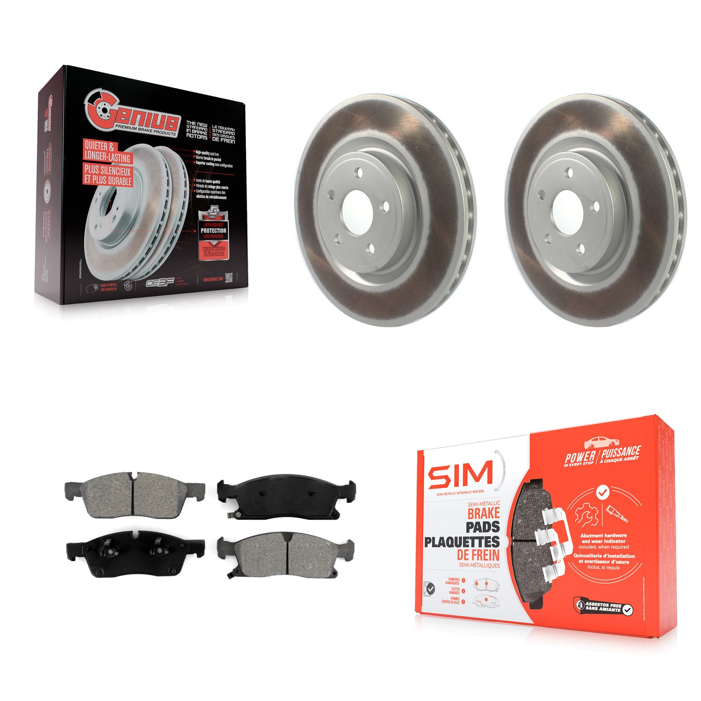 Coated Disc Rotors and Semi-Metallic Brake Pads Kit-KGS-103676 Kit.bestparts.ca