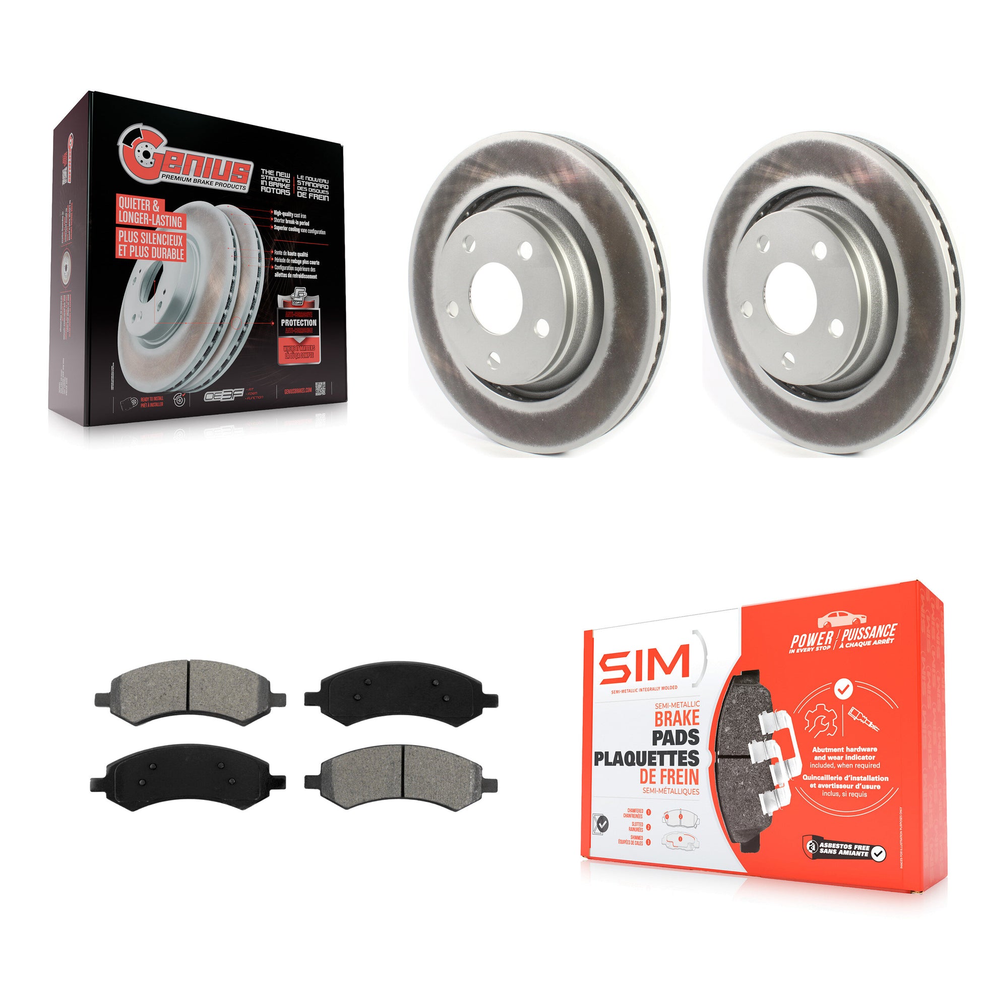 Coated Disc Rotors and Semi-Metallic Brake Pads Kit-KGS-103678