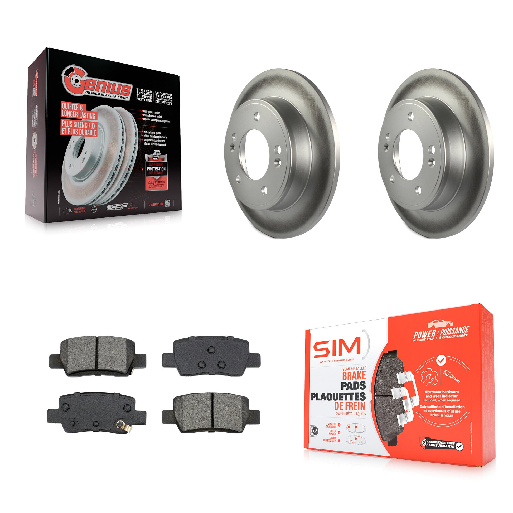 Coated Disc Rotors and Semi-Metallic Brake Pads Kit-KGS-103680