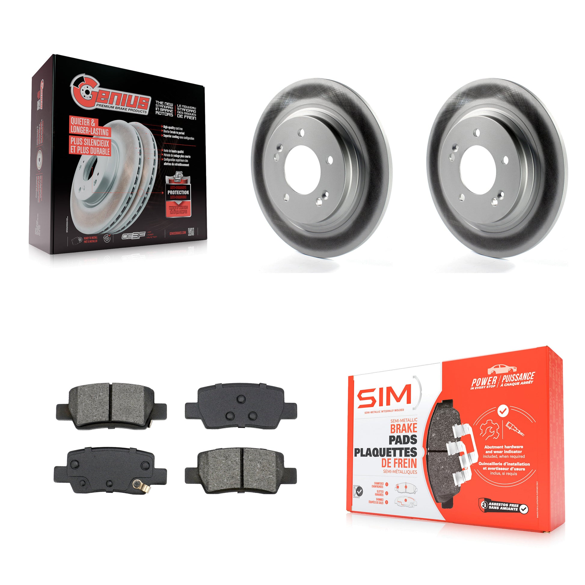 Coated Disc Rotors and Semi-Metallic Brake Pads Kit-KGS-103681