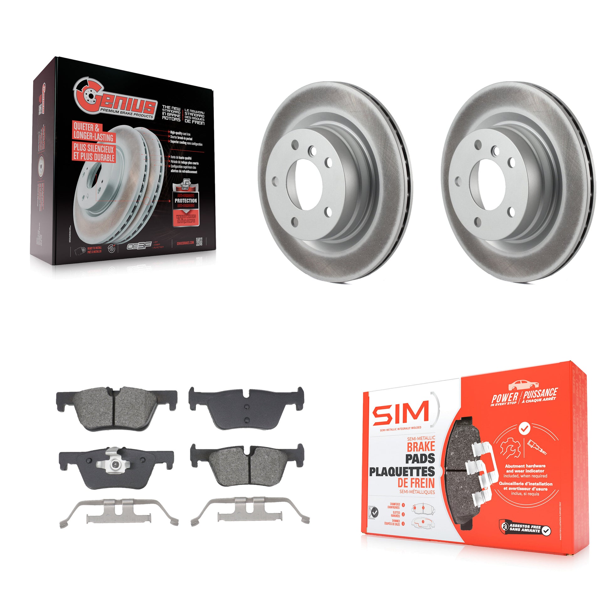 Coated Disc Rotors and Semi-Metallic Brake Pads Kit-KGS-103682