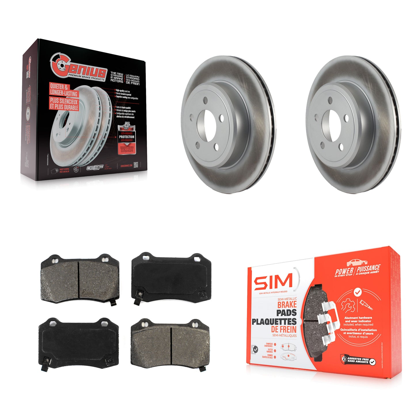 Coated Disc Rotors and Semi-Metallic Brake Pads Kit-KGS-103689 Kit.bestparts.ca