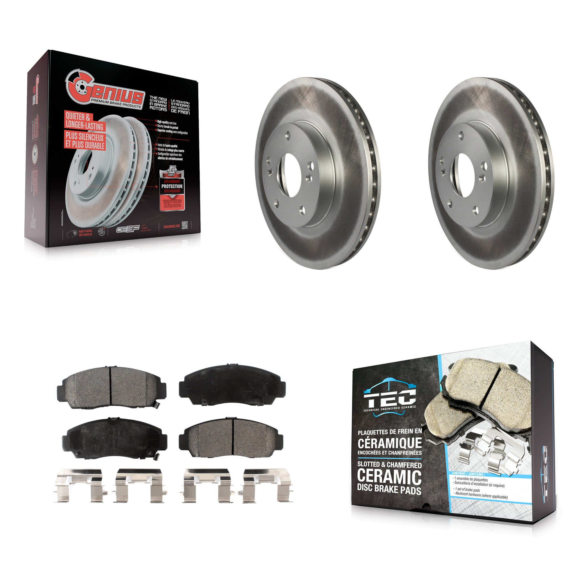Coated Disc Rotors and Ceramic Brake Pads Kit-KGT-100218