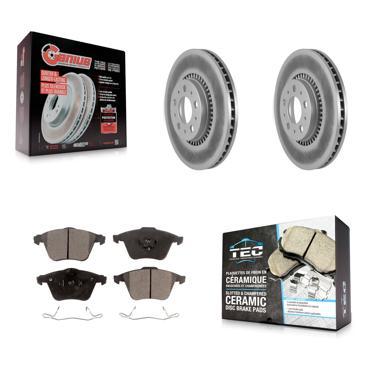 Coated Disc Rotors and Ceramic Brake Pads Kit-KGT-104465 Kit.bestparts.ca