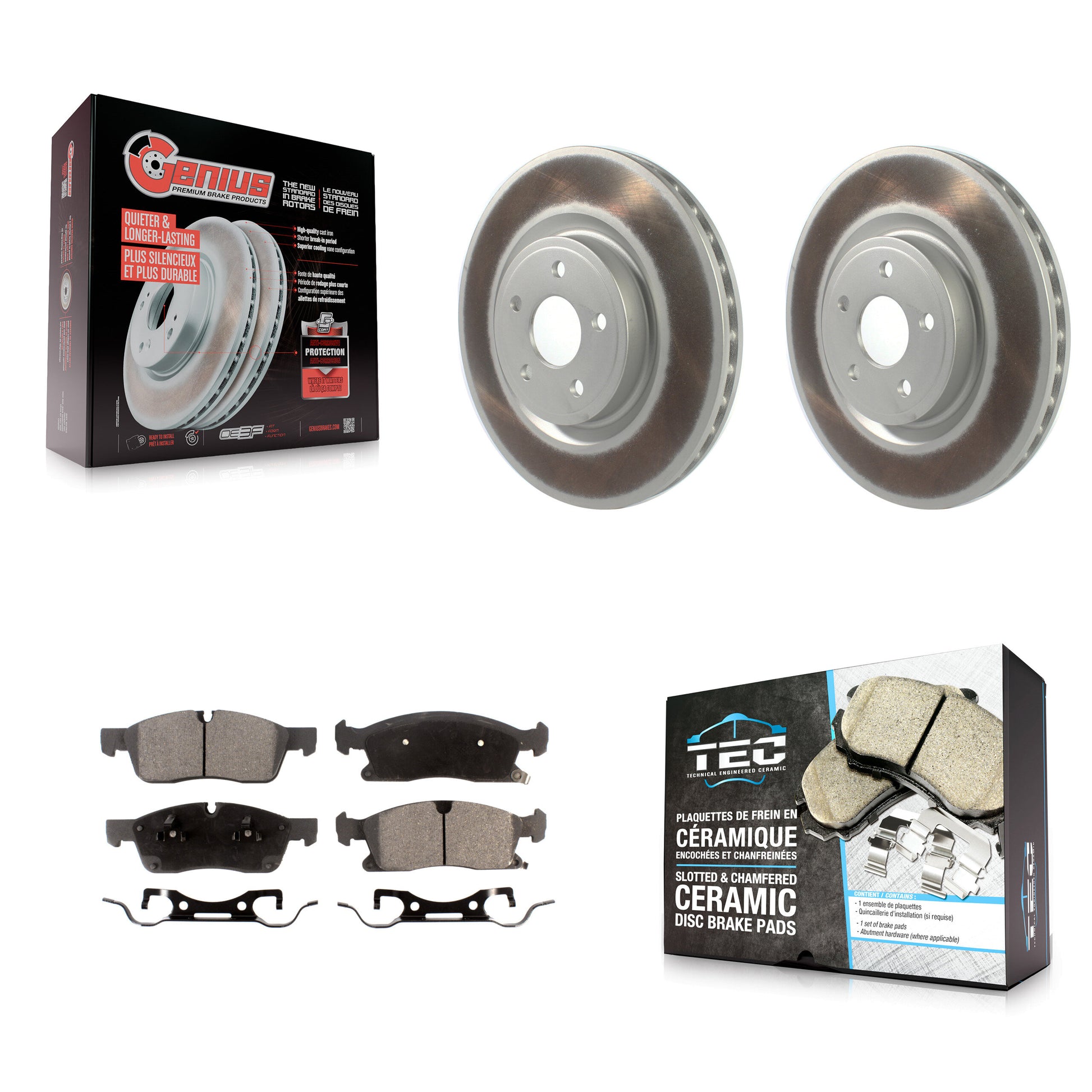 Coated Disc Rotors and Ceramic Brake Pads Kit-KGT-104469