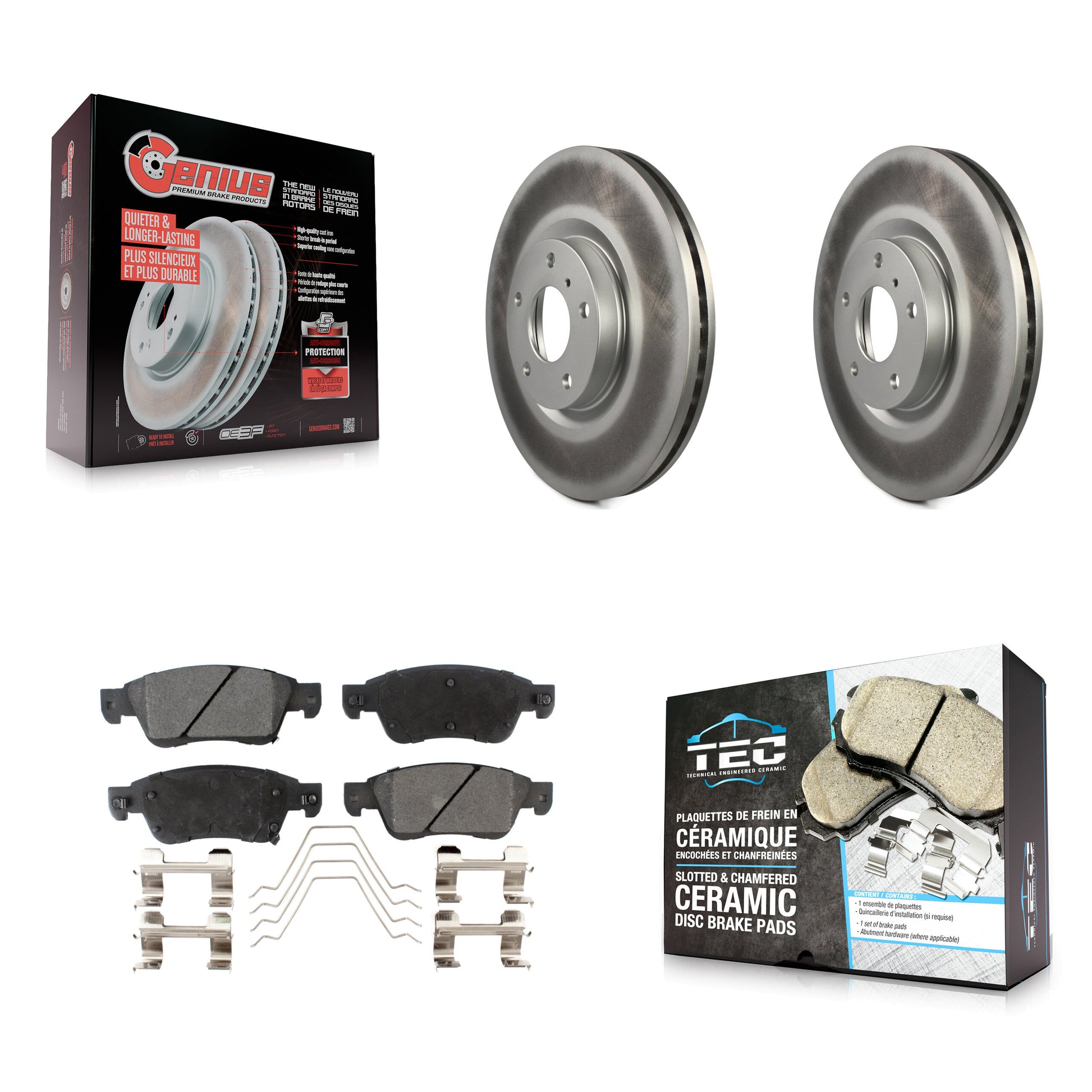 Coated Disc Rotors and Ceramic Brake Pads Kit-KGT-104473