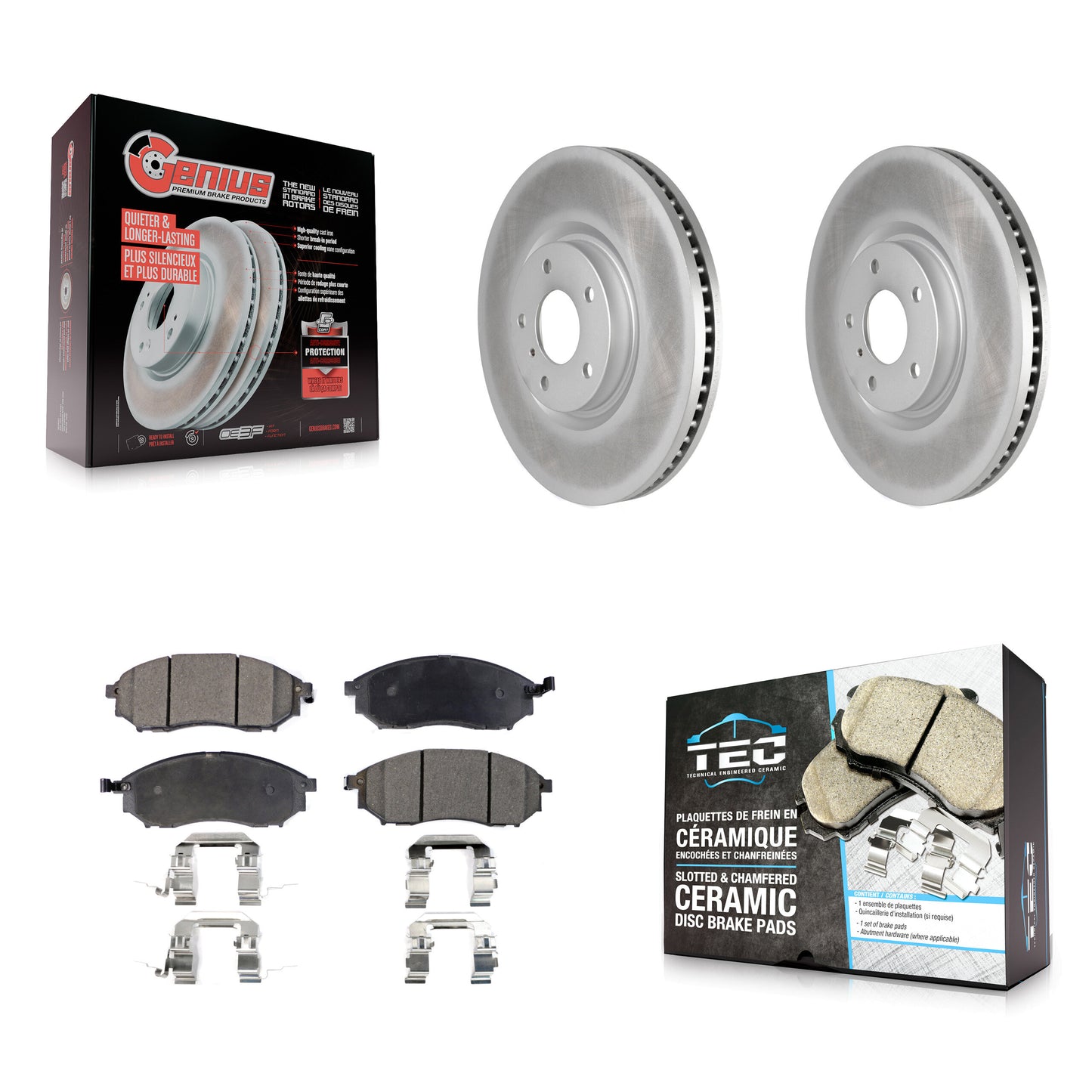 Coated Disc Rotors and Ceramic Brake Pads Kit-KGT-104474 Kit.bestparts.ca