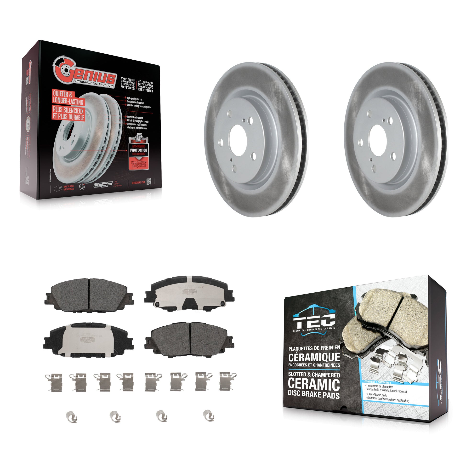 Coated Disc Rotors and Ceramic Brake Pads Kit-KGT-104475