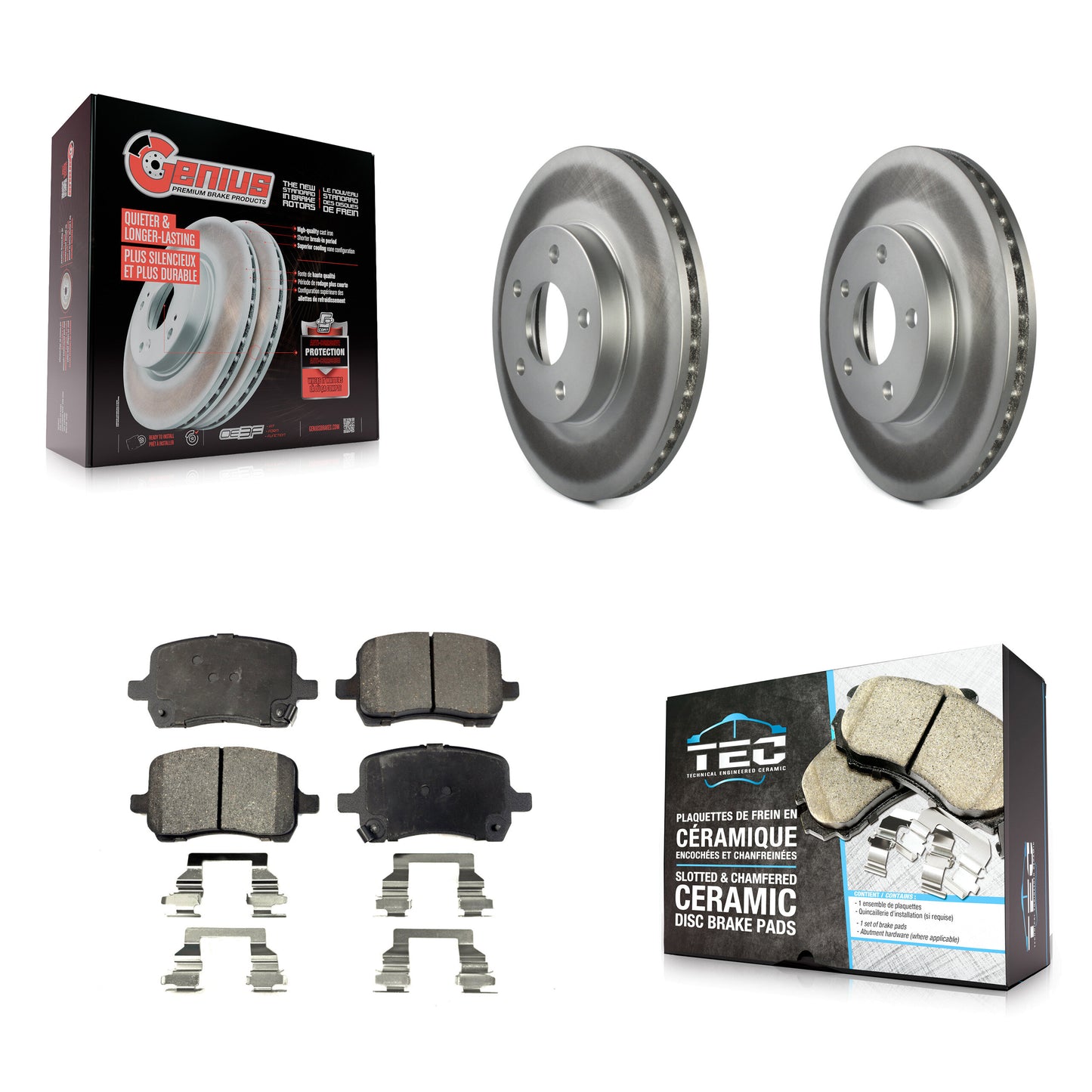 Coated Disc Rotors and Ceramic Brake Pads Kit-KGT-104476 Kit.bestparts.ca