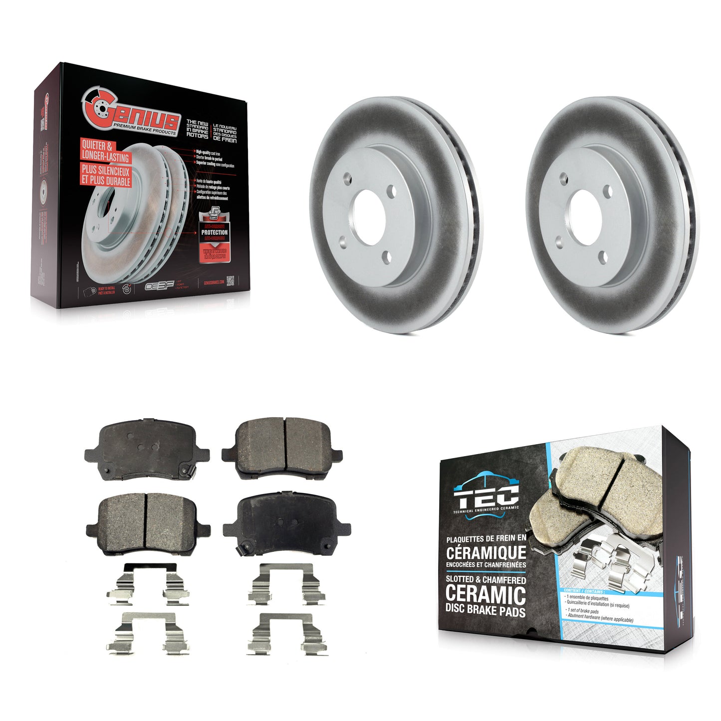 Coated Disc Rotors and Ceramic Brake Pads Kit-KGT-104477 Kit.bestparts.ca