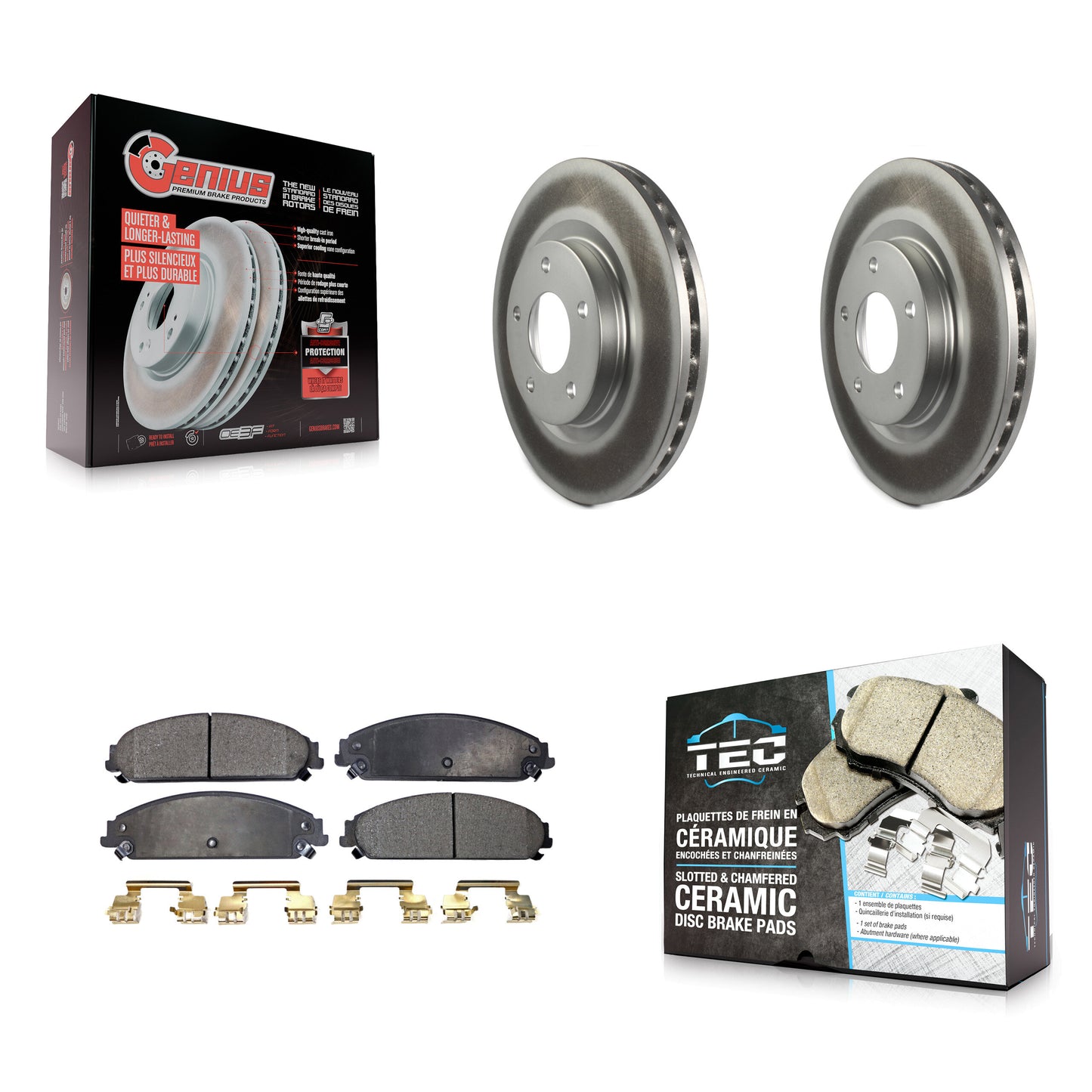 Coated Disc Rotors and Ceramic Brake Pads Kit-KGT-104483 Kit.bestparts.ca