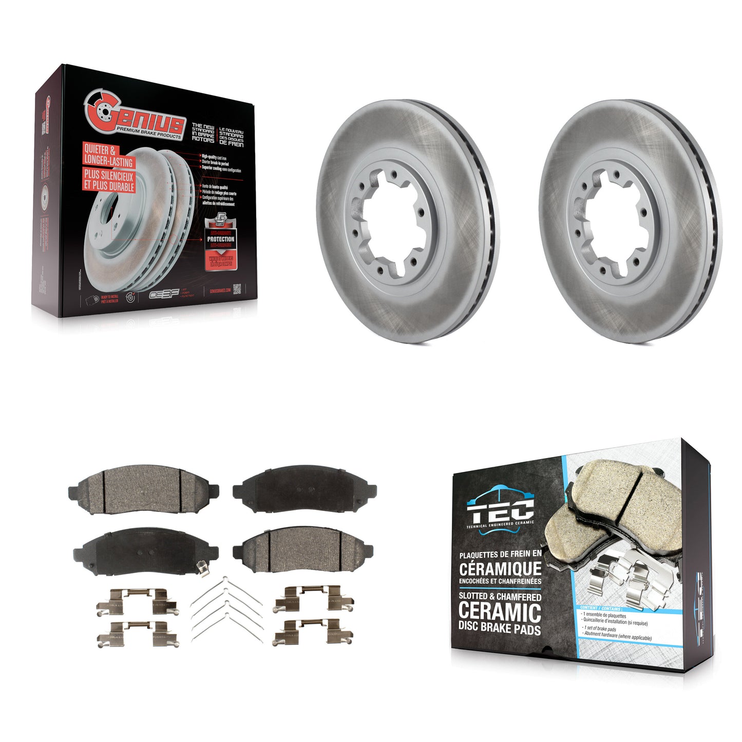 Coated Disc Rotors and Ceramic Brake Pads Kit-KGT-104485 Kit.bestparts.ca
