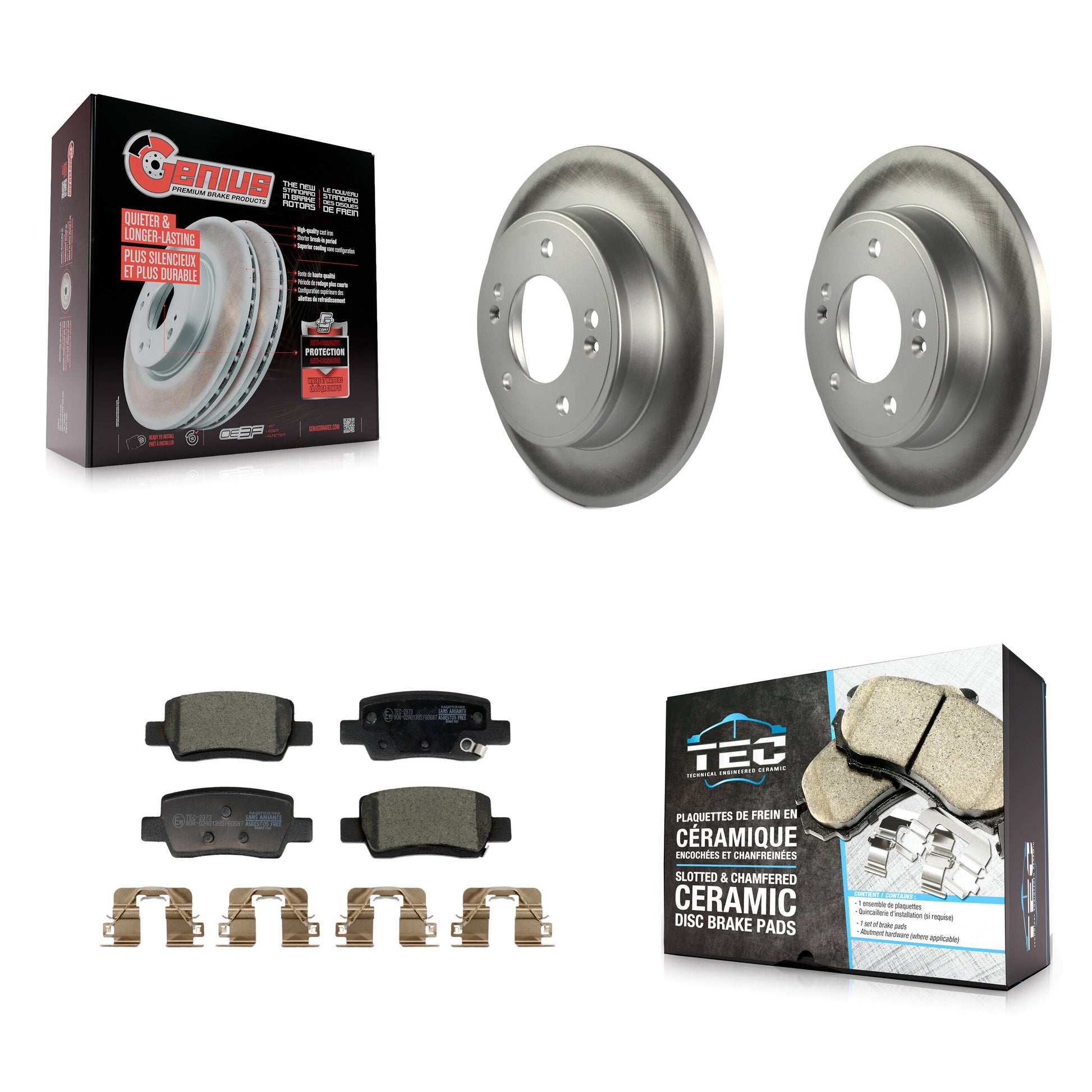 Coated Disc Rotors and Ceramic Brake Pads Kit-KGT-104486
