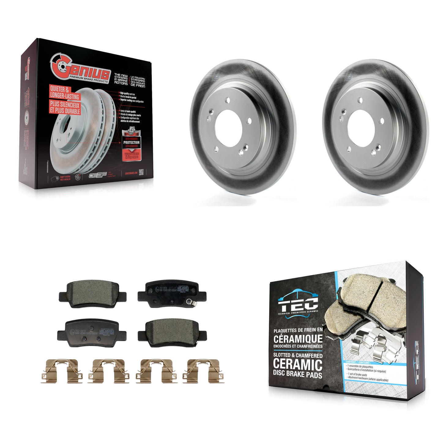 Coated Disc Rotors and Ceramic Brake Pads Kit-KGT-104487 Kit.bestparts.ca