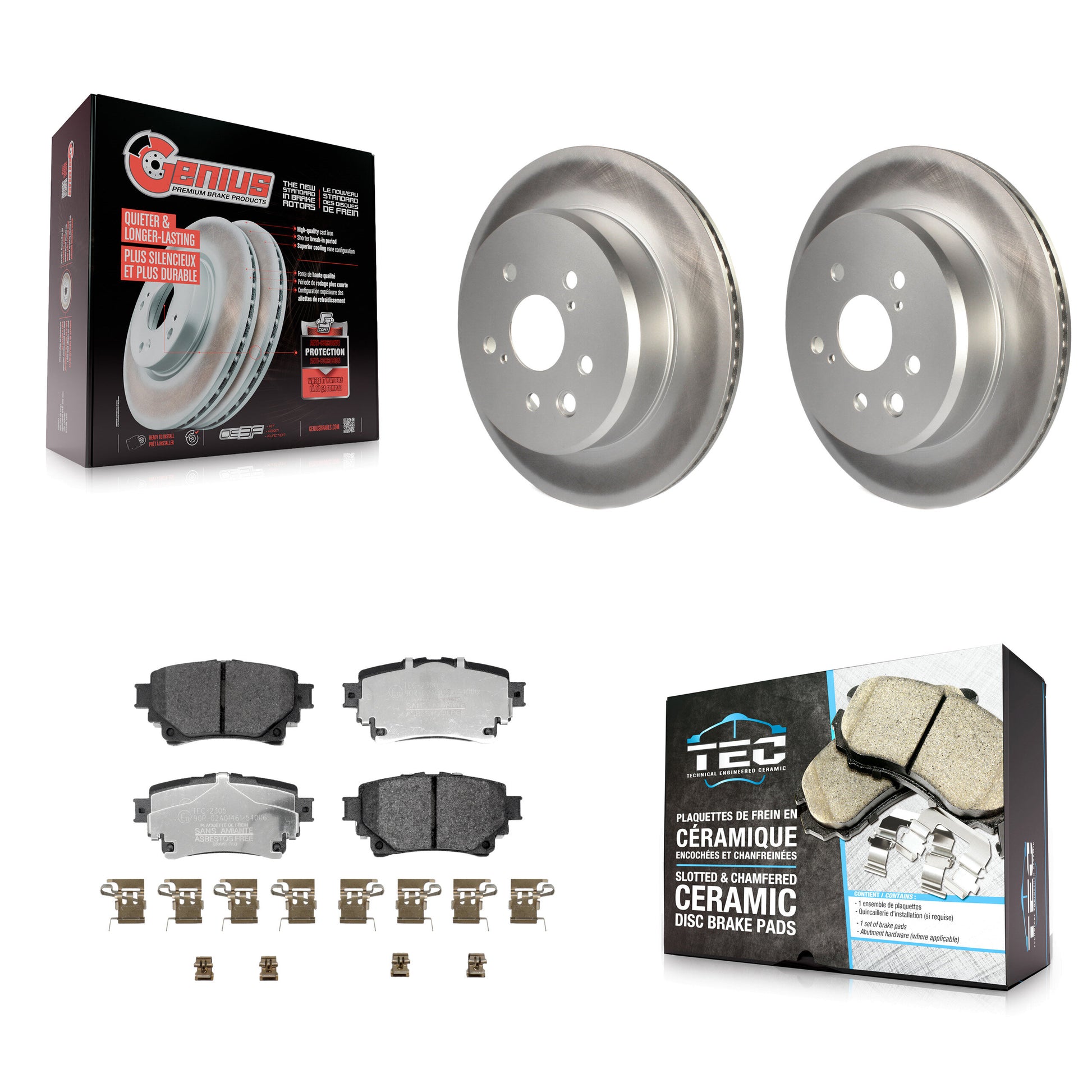 Coated Disc Rotors and Ceramic Brake Pads Kit-KGT-104489