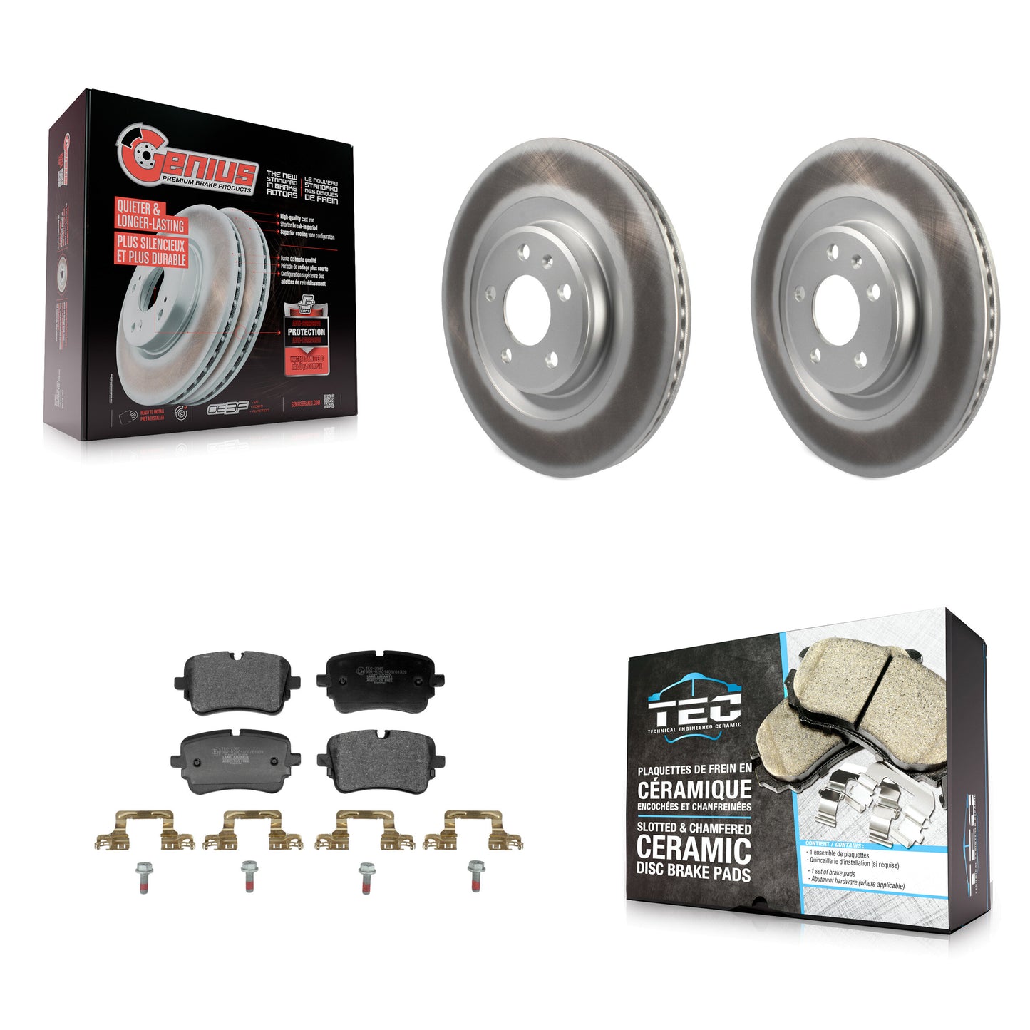 Coated Disc Rotors and Ceramic Brake Pads Kit-KGT-104490 Kit.bestparts.ca