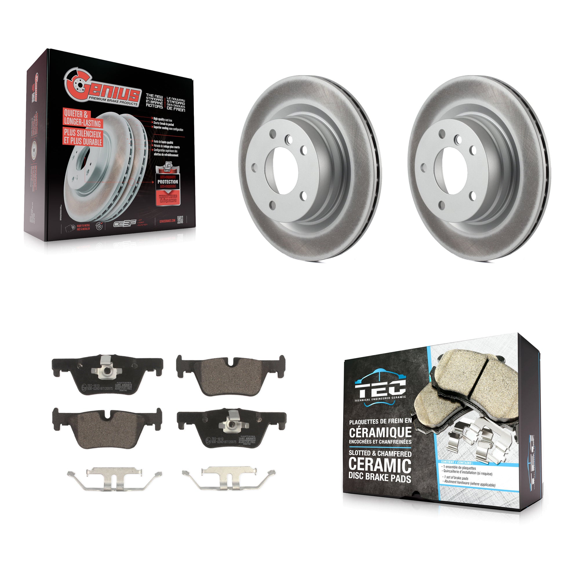 Coated Disc Rotors and Ceramic Brake Pads Kit-KGT-104491