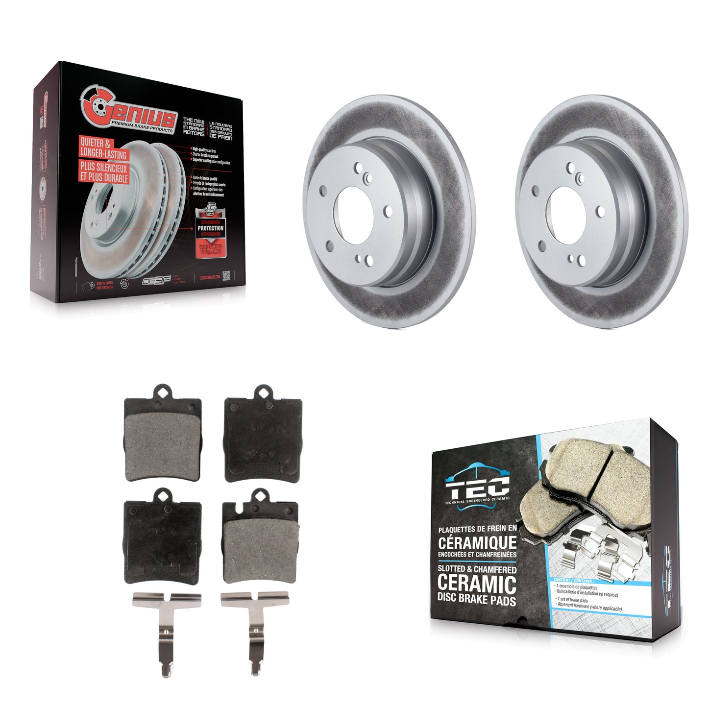 Coated Disc Rotors and Ceramic Brake Pads Kit-KGT-104492 Kit.bestparts.ca