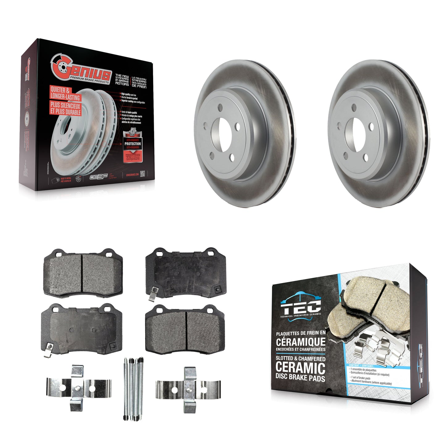Coated Disc Rotors and Ceramic Brake Pads Kit-KGT-104497 Kit.bestparts.ca