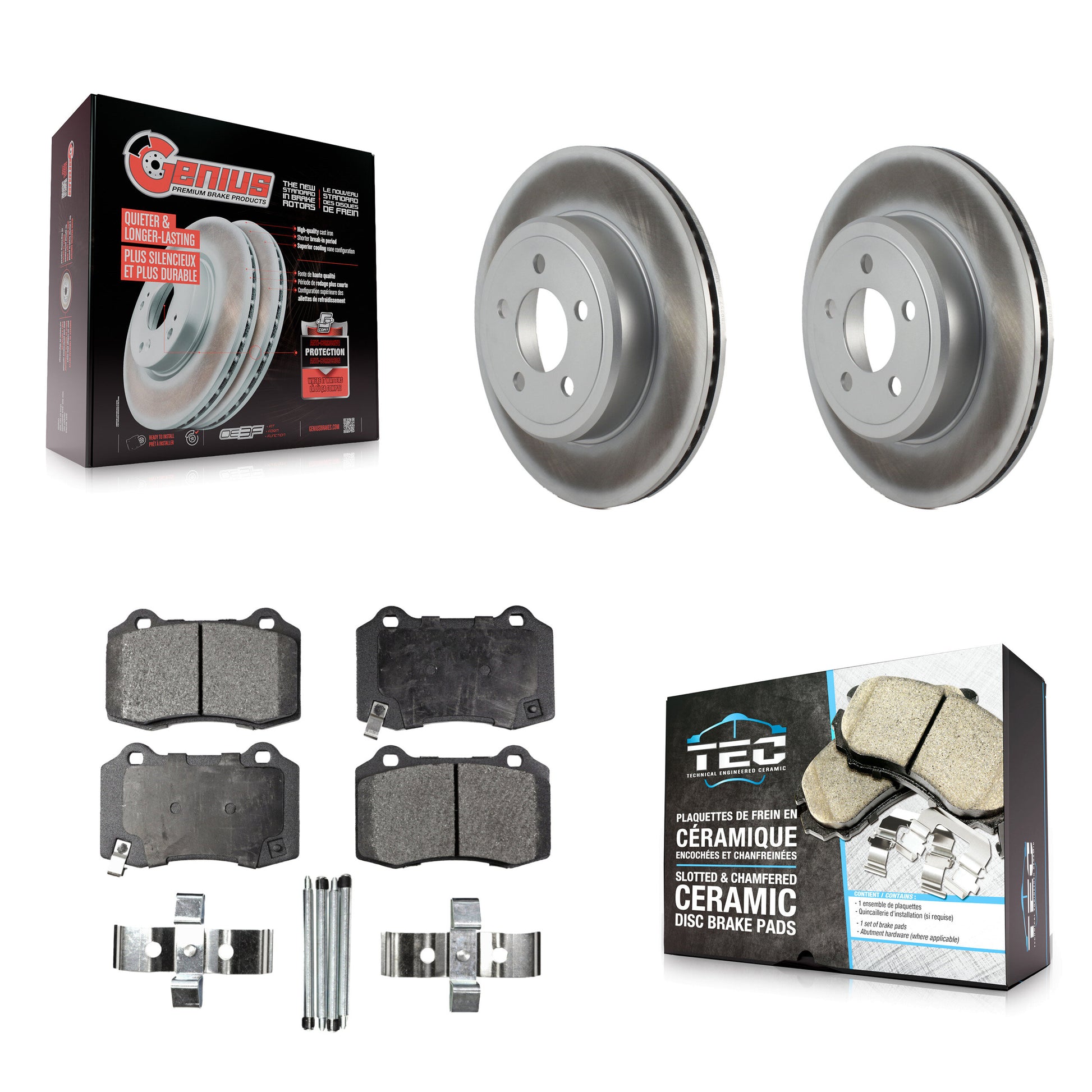 Coated Disc Rotors and Ceramic Brake Pads Kit-KGT-104497