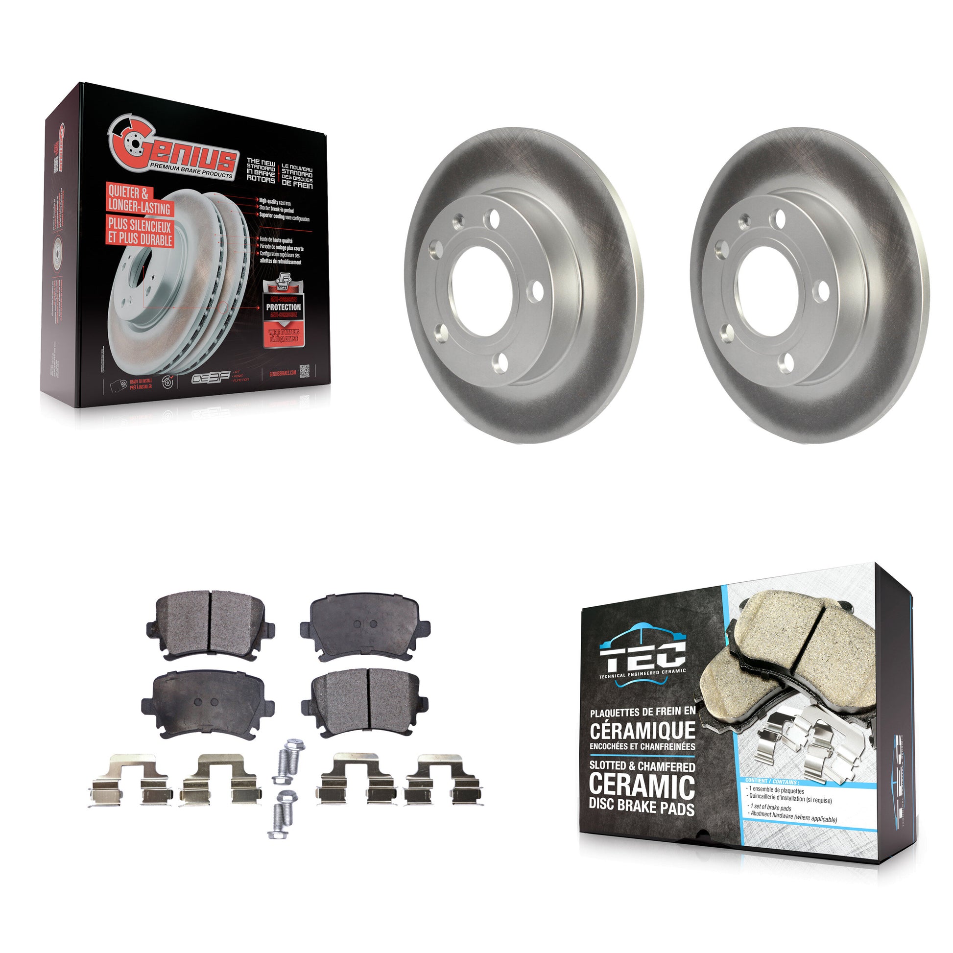 Coated Disc Rotors and Ceramic Brake Pads Kit-KGT-104499